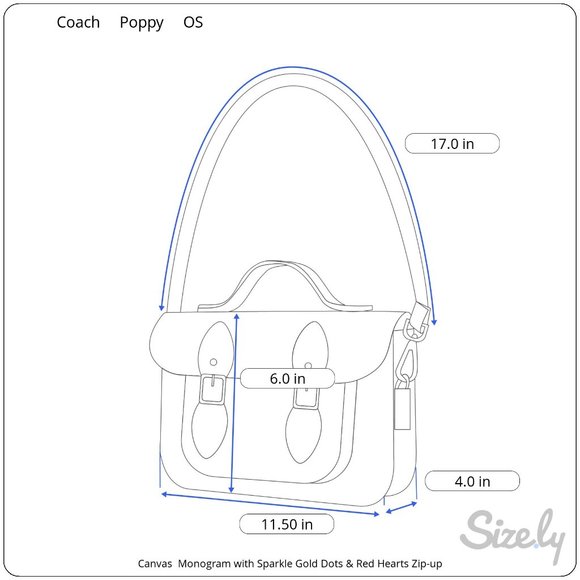 Coach Poppy Monogram Gold Sparkle Dots. Red Hearts &Trim Bag - Picture 16 of 16